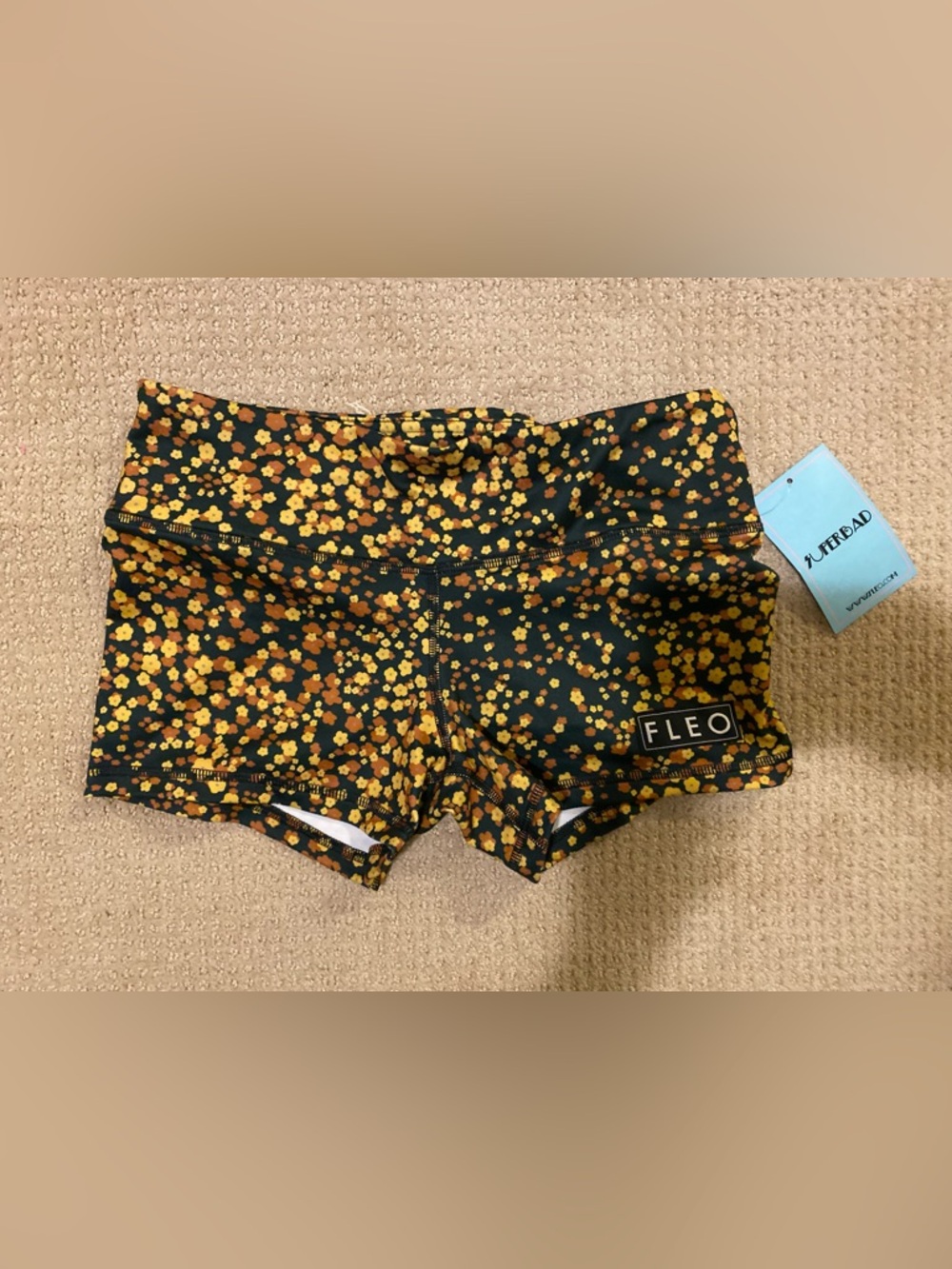 Fleo Women's Black Floral Performance Shorts - Yellow & Orange Flowers
